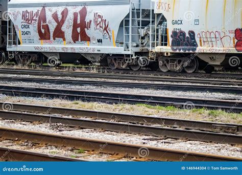 Graffiti on Freight Cars at Stratford, Ontario, Canada Editorial Stock ...