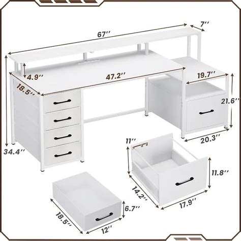 SEDETA Computer Desk with 5 Drawer & Power Outlet 66'' Home Office Desk ...