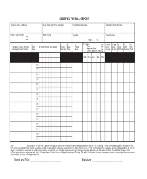 FREE 9+ Sample Certified Payroll Forms in PDF | Excel | Word