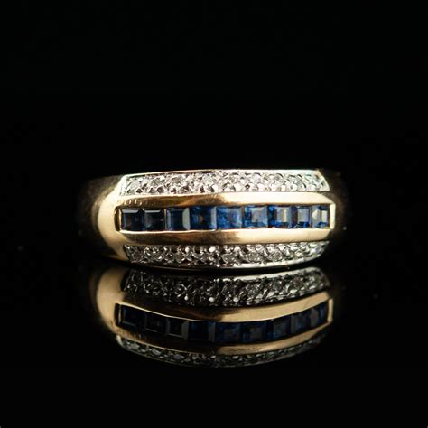 585 Gold ring with sapphires and diamonds - Idla Antiik