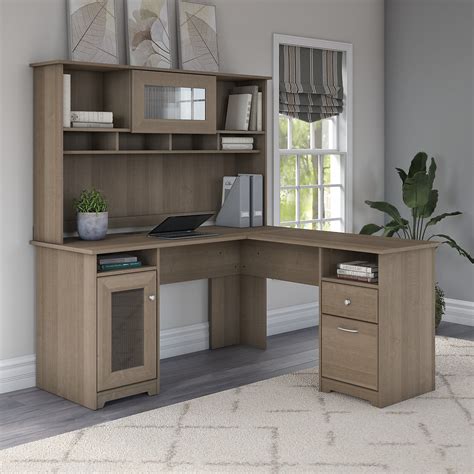 Bush Furniture Cabot 60W L Shaped Computer Desk with Hutch-C