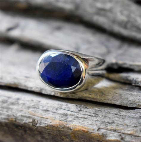 Blue Sapphire Ring Signet Ring 925 Sterling Silver Ring - Etsy