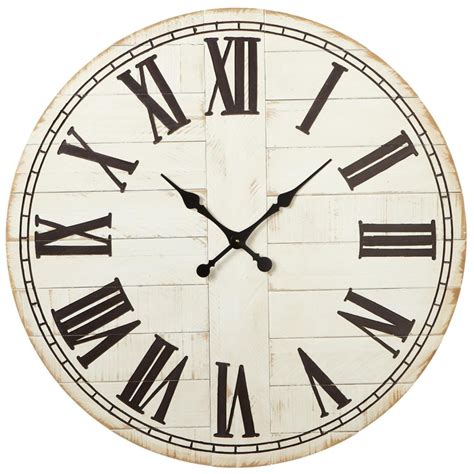 36.25" Weathered Whitewash Wall Clock with Black Roman Numerals ...