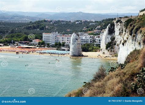 Vieste faraglione editorial photography. Image of sand - 79513787