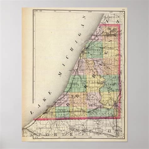 Map of Berrien County, Michigan Poster | Zazzle