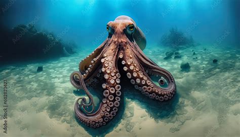 Graceful Octopus Swimming Across the Ocean Floor - Capturing the ...