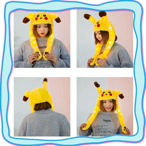 Pokemon Lovely Funny Hat Moving Ears Pikachu Luminous/No Light Plush ...