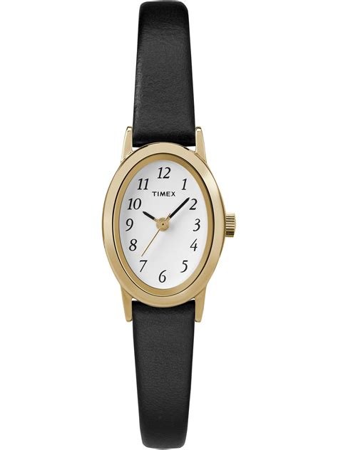 Timex - Timex Women's Cavatina Black Leather Strap Watch - Walmart.com ...