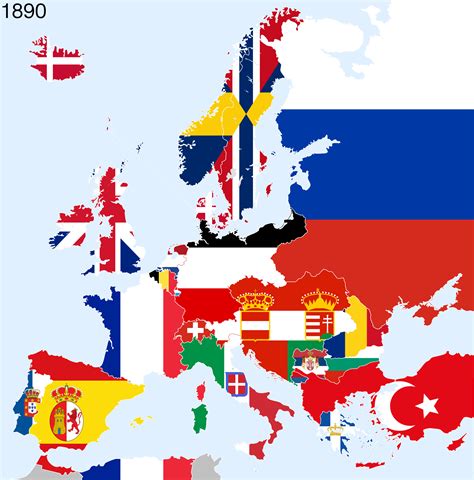 Flag map of Europe, 1890 : r/vexillology