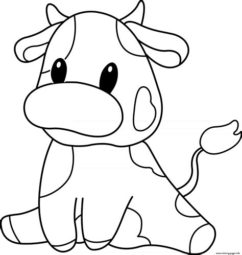 Cow Cute Animal Coloring page Printable