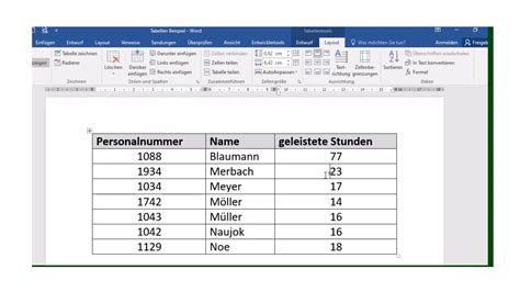 WORD Tabelle sortieren und Spaltenbreite optimieren - YouTube