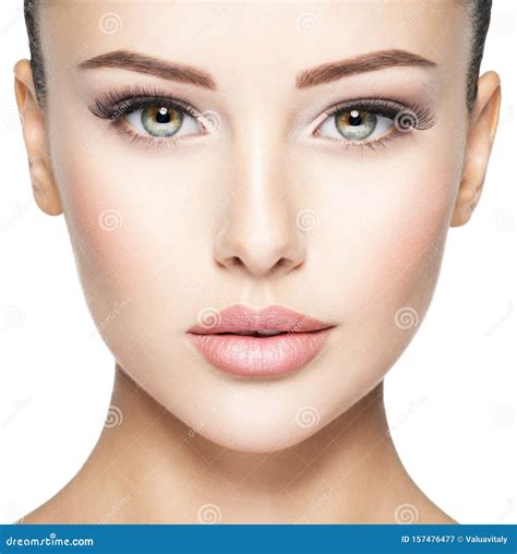 Beautiful Face of Young Woman with Health Fresh Skin Stock Image ...