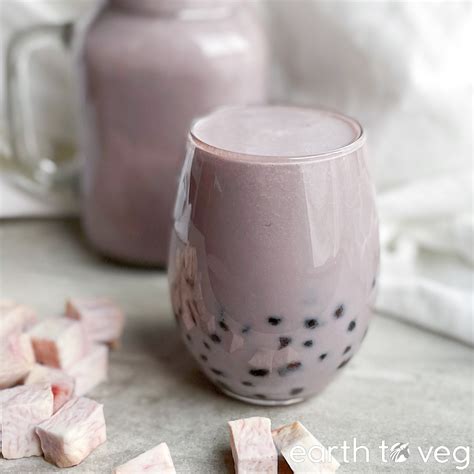 All-Natural Vegan Taro Bubble Tea (Taro Boba) - Earth to Veg