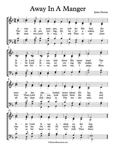 Free Choir Sheet Music – Away In A Manger (Mueller) – Michael Kravchuk