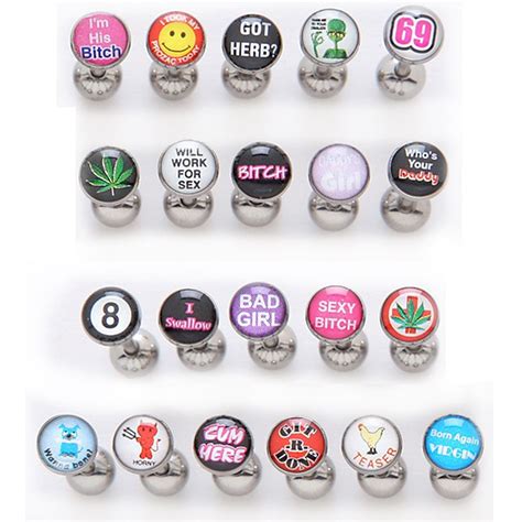 Tongue Body Jewelry - 6 Pack Of Bad Word Tongue Ring | Tongue piercing ...