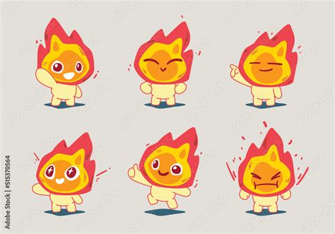 set of cartoon fire character mascot collection Stock Vector | Adobe Stock