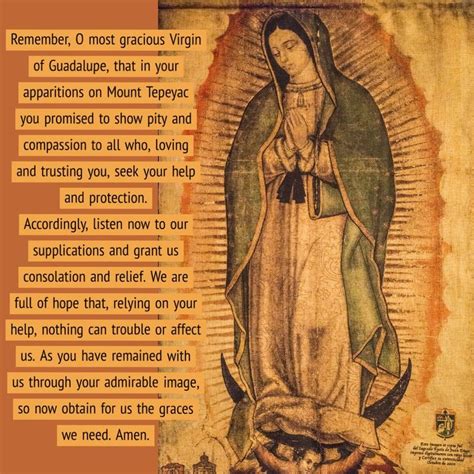 Prayer Printable Our Lady Of Guadalupe