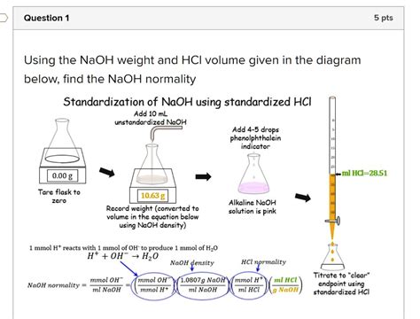 SOLVED: Using the NaOH weight and HCl volume given in the diagram below ...