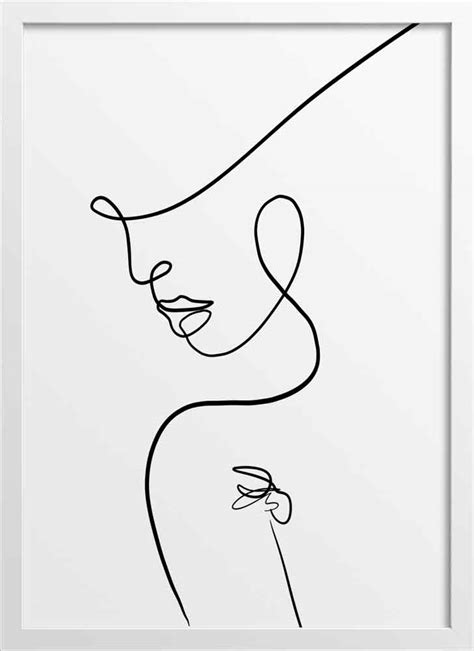 Illustration line drawing of a woman face figure poster | N02 ...