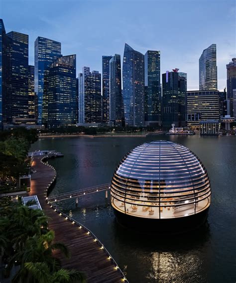 apple unveils floating marina bay sands store in singapore