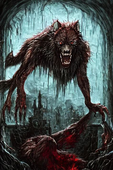 wet werewolf oil painting, horror, castlevania, | Stable Diffusion