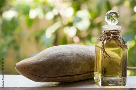 Baobab fruit and oil on nature background. Stock Photo | Adobe Stock