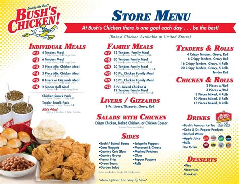 Carta de comida rápida Bush's Chicken, Woodway, Hewitt Dr