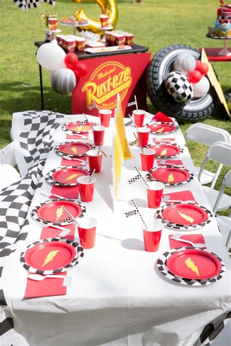 Lightning McQueen Guest Table from a Lightning McQueen Ka-Chow Birthday ...