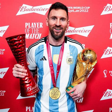 Lionel Messi with his Man of the Match trophy. : r/soccer