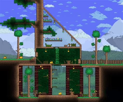 Another simple build--my "greenhouse" built into a tree! : Terraria