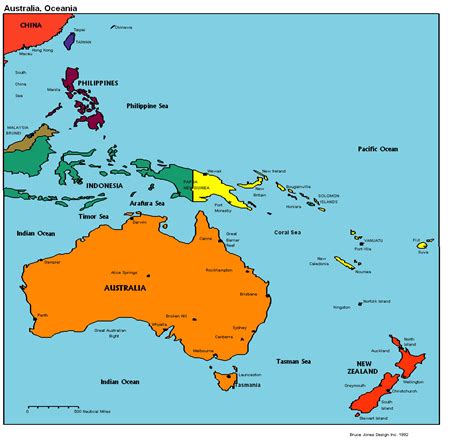 Political map of Australia and Oceania. Australia and Oceania political ...