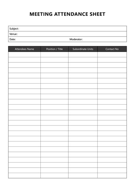 WORD of Meeting Attendance Sheet.docx | WPS Free Templates