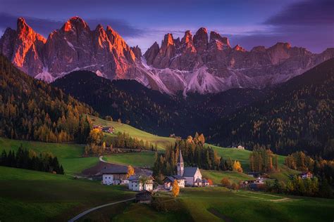 Last light on the tops behind one of the most beautiful villages in the ...