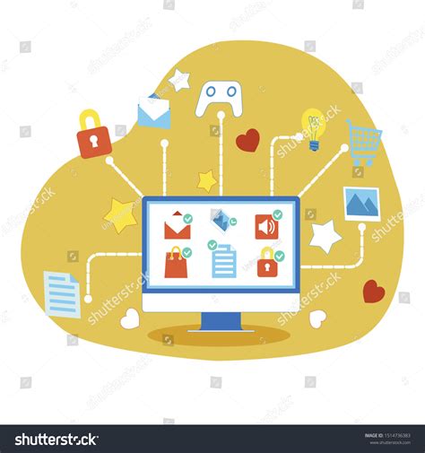 Cartoon Computer Monitor System Applications Social Stock Vector ...