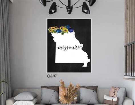 Missouri State Printable Wall Art Signs, State of MO Poster Print, Blue ...