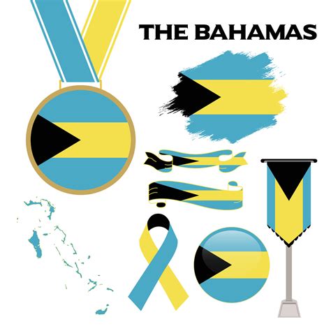 Elements Collection With The Flag of The Bahamas Design Template ...