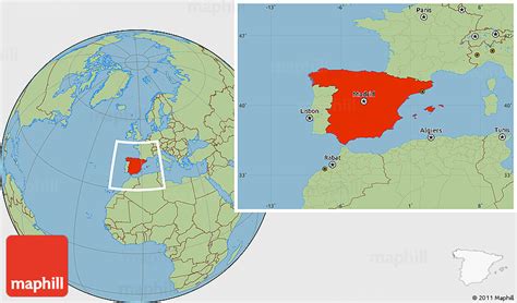 Savanna Style Location Map of Spain