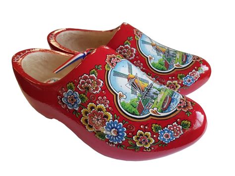 Red Flower Clogs - Dutch Clogs