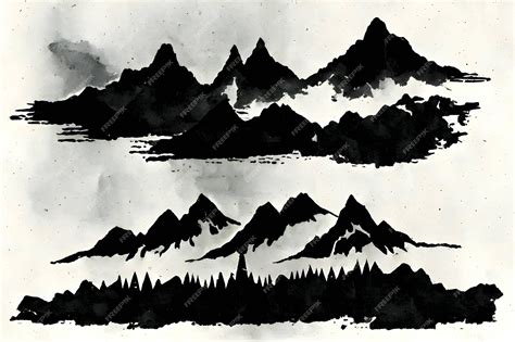 Premium Vector | Black silhouette of a mountains on white background