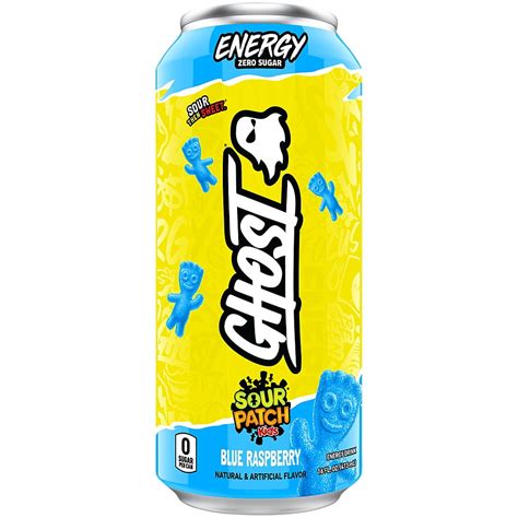 GHOST Energy Drink Zero Sugar SOUR PATCH KIDS BLUE RASPBERRY (12 Drinks ...