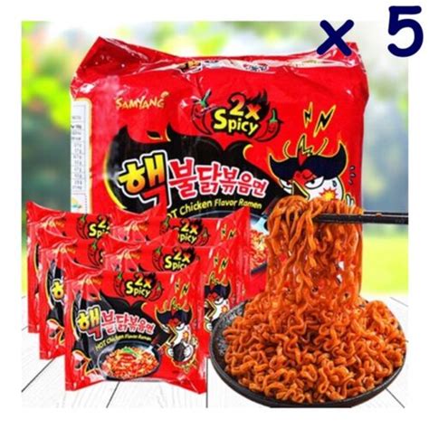 5X Spicy Ramen Samyang Nuclear Fiee Noodle Challenge 2X Chicken Korean ...