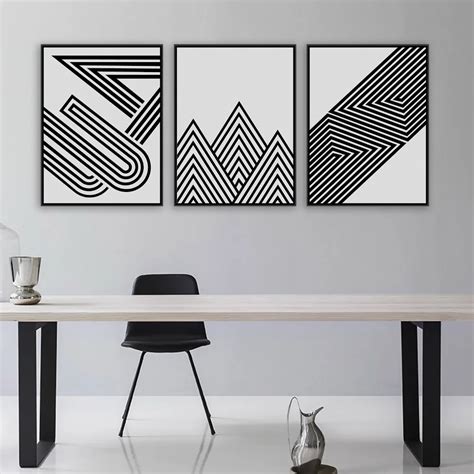 Black White Modern Minimalist Geometric Shape Art Prints Poster ...