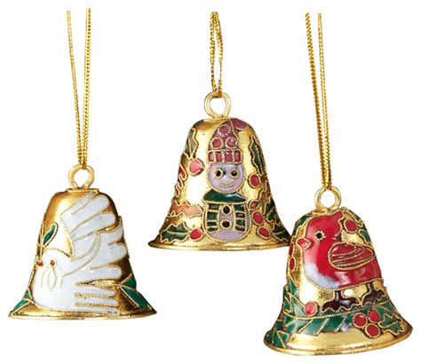 12-Piece Cloisonne Bell Ornament Set - Traditional - Christmas ...