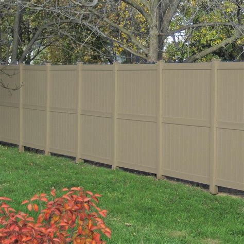 Weatherables Augusta 8 ft. H x 8 ft. W Khaki Vinyl Privacy Fence Panel ...