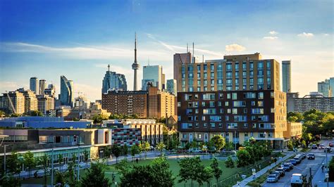 Downtown's golden hour view from the balcony. (Regent Park) : r/toronto