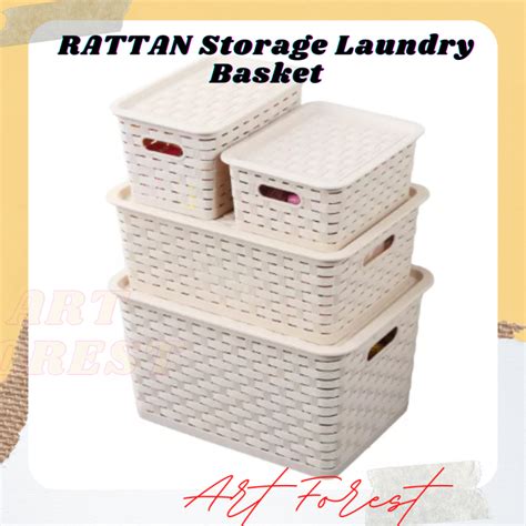 Rattan Storage Laundry Basket Woven Plastic Rattan Storage Boxes With ...