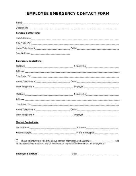 Employee Emergency Contact PDF Form - FormsPal.com