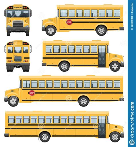 School Bus Vector Illustration Side, Front, Back View Stock Vector ...