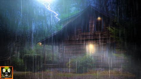 Heavy Rain and Thunder on Log Cabin | Loud Thunderstorm Sounds for ...