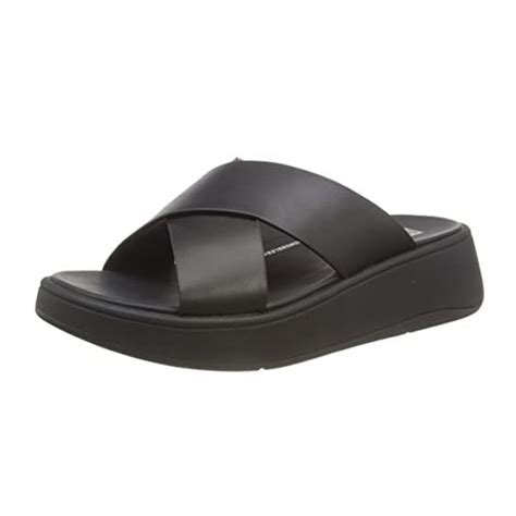 FitFlop Women's F-Mode Leather Flatform Cross Slide - Black | Discount ...